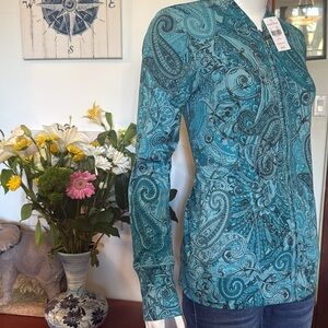 NWT northern reflections size small Blue Paisley Zip-Up Jacket
